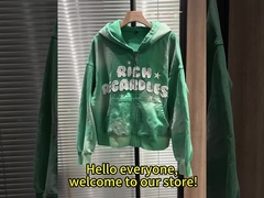 تخصيص 400/500 سم ثقيلة الوزن القطن سحب الزبائن العتيق رقعة طلاء حمض غسيل هوديه