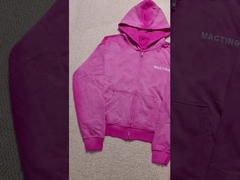 بدلات رياضية فضفاضة بغطاء للرأس للرجال بتصميم غسيل حمضي مخصص ملابس الشارع بسحاب 100٪ بنطلون رياضي قطني