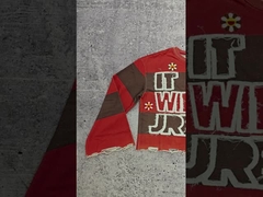 شعار مخصص 280-300 غرام قطن محطم طلاء حمض غسيل خام حمالة مقصورة مطاطية ذراع طويلة