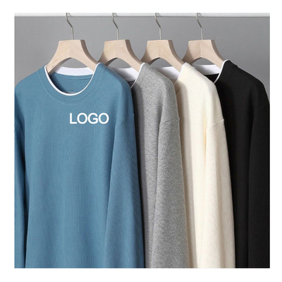 شراء 6xl 5xl 3xl قميص عنق الطاقم ذات الحجم الكبير النمط العادي الرجال وافل الخياطة قميص فراش حرارية online manufacture