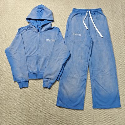 قميص فرنسي من نوع تيري ذو وزن ثقيل مصاب بالاضطراب غسل حمضي غسل شمسي متلاشى غسل الرجال